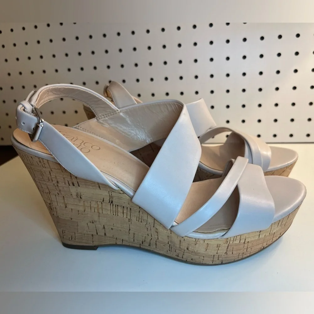 Franco Sarto Seneca Wedge Cork Heeled Sandal Slingback